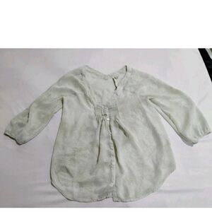 LC Lauren Conrad Women's Mint Green Button Down Floral Shirt